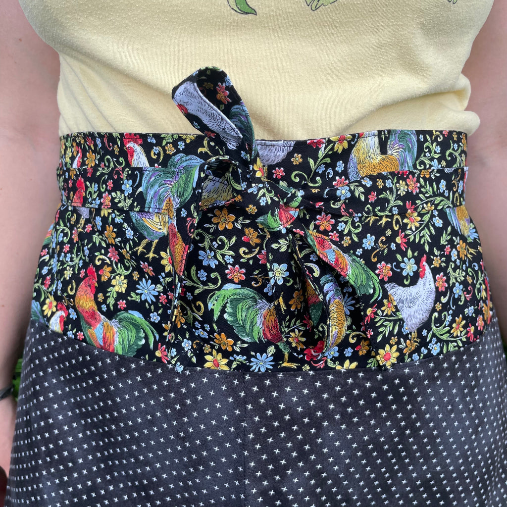 Rooster Floral Waist Apron