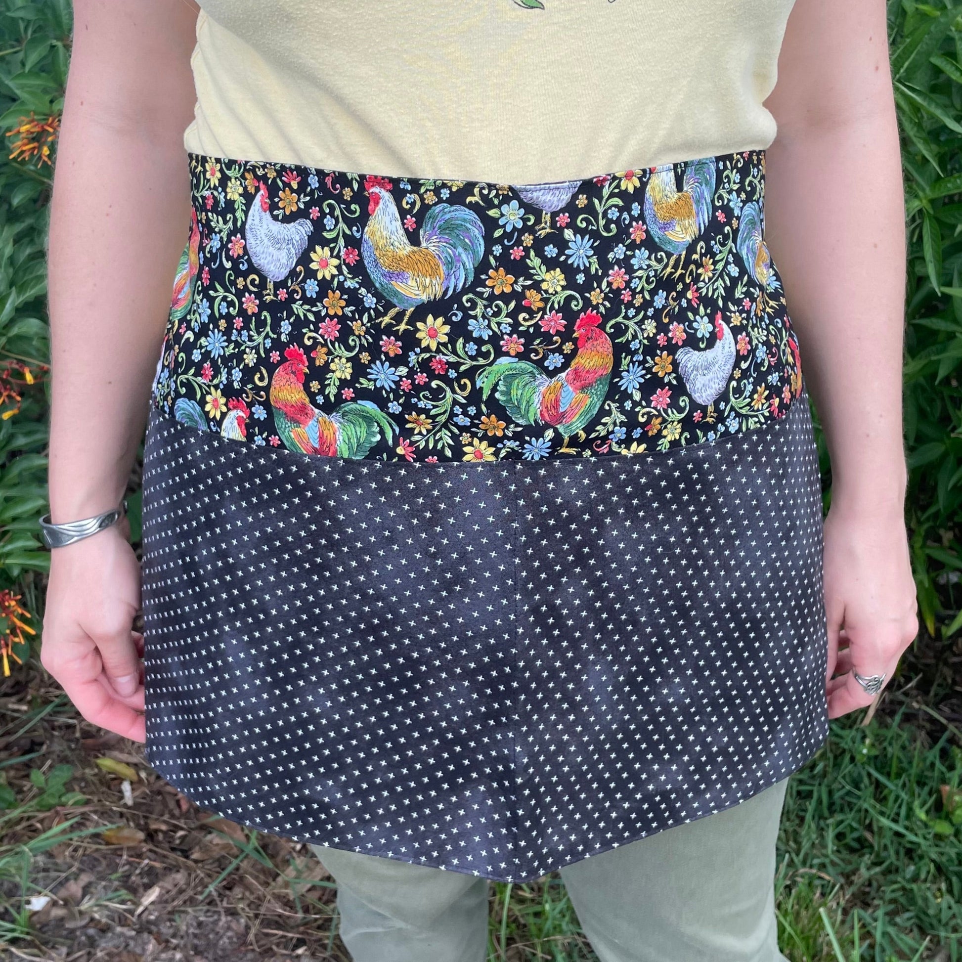 Rooster Floral Waist Apron