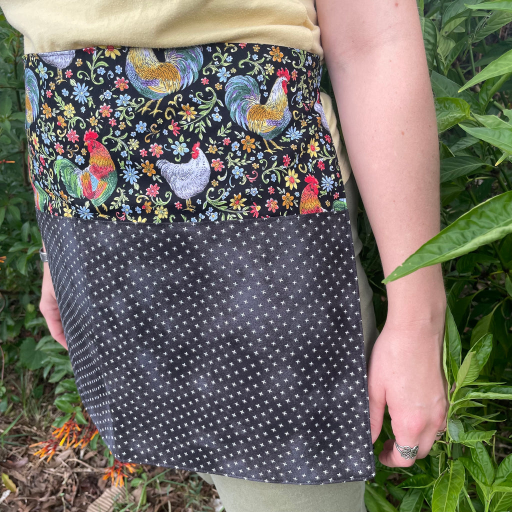 Rooster Floral Waist Apron