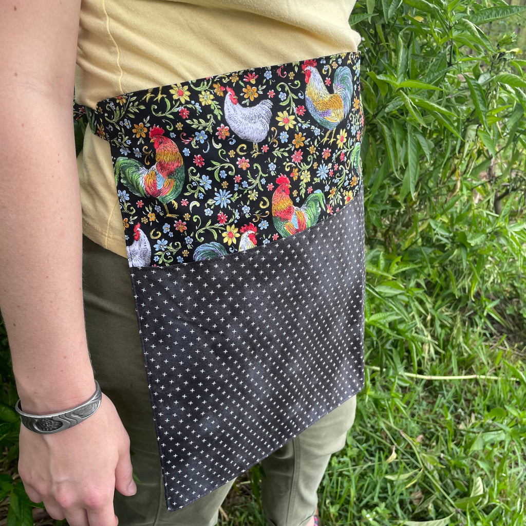 Rooster Floral Waist Apron
